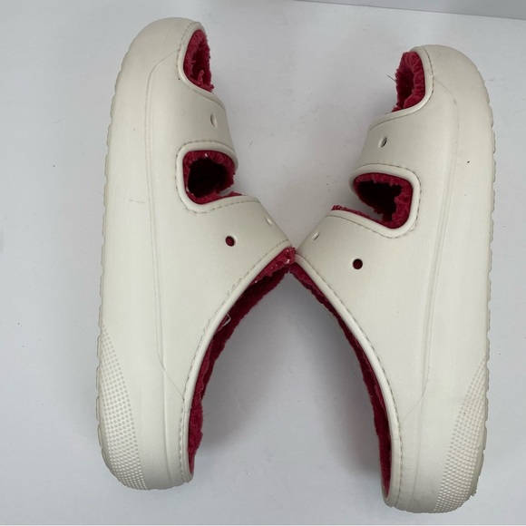 Crocs Classic Cozzzy Sandals Women 12 Men 10 Fuzzy Slippers Holiday Sweater - Picture 5 of 8